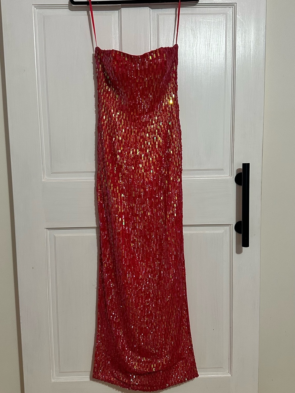 Pink Sequin Slip Dress with Spaghetti Straps